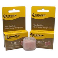 2 Pack of Ohropax Reusable Wax/cotton Ear Plugs (24 Plugs Total) with Clear Carrying Case