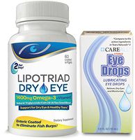 Complete Dry Eye Relief Kit - 1400mg Omega 3 Dry Eye Supplement Plus Dry Eye Relief Drops - Helps Dry Itchy Eyes - 60 Softgels + Eye Drops