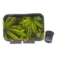 Bundle - 4 Items - Be Lit Rolling Tray with RAW Black Rolling Papers (Leafy)