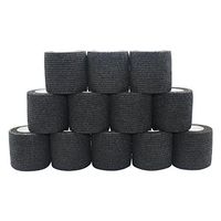 COMOmed Self Adherent Cohesive Bandage FDA Approved 2"x5 Yards First Aid Bandages Stretch Sport Athletic Wrap Vet Tape for Wrist Ankle Sprain and Swelling,Black(12 Rolls)