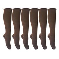 Compression Socks Men and Women Performance Stockings Leg Support Calf Pain for Airplane Flight Travel (Brown L-XL)