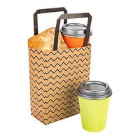 Saving Nature Kraft Paper Large Shopping Bag - Black Zig Zag - 16" x 9 3/4" x 17 1/4" - 100 count box - Restaurantware