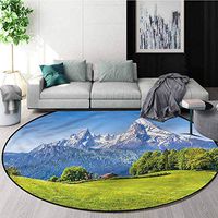 RUGSMAT Europe Round Area Rugs Bedroom,Blooming Flower Foliage Non-Skid Bath Mat Living Room/Bedroom Carpet Diameter-31