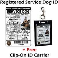 Activedogs Registered Service Dog ID Card + Clip-On ID Carrier + Free Digital ID Copy - ADA Federal Law Public Access Required