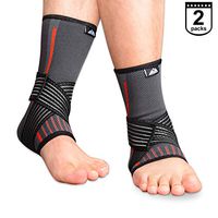 SupreGear 2-Pack Ankle Brace, Knitted Nylon Elastic Dual Straps Compression Foot and Ankle Brace Sprained Ankle Pain Relief Stabilizer Brace for Running/Jumping/Basketball (Black, S)