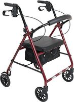 ProBasics Rollator, 6" Wheels,Four Wheel Rollator with Removable Back Support, Best Fo Heights 5'2" Thru 6'0" (Red)