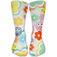 CYMO Lovely Owls and Flowers Compression Socks Sports Stockings Long Socks Football Socks
