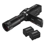 Andoer 4K HD Digital Video Camera Camcorder DV 16X Digital Zoom 3 Inch Touchscreen WiFi IR Night Vision with 2pcs Batteries + 8X Telephoto Lens