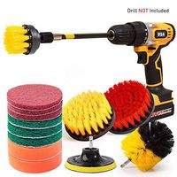 Nexitlife Drill Brush Attachments Clean Automobile, Bathroom Surfaces Tub, Shower & Kitchen, with Long Bit Extension All-purpose Scrub Grout Tile Pool Corners, Attach Pads and Sponge Set 14 Piece