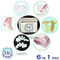 6 In 1 Pack- Metatarsal Foot Pads, Ball of Foot Cushions, Toe Separators, Comfortable High Heel Grips, Gel Heel Socks and Blister Pads - Best for Women Complete Foot Care Kit by Vie Vibrante