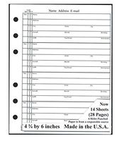 4 ¾ x 6 Inch Address Book Refill 14 Sheets (28 Pages) fits Many Older Hallmark Books Same Size As AR253 Refills
