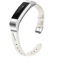 OenFoto Compatible Fitbit Alta/Alta HR Bands, Adjustable Classic Genuine Leather Wristband Replacement Watch Band Strap Accessory Bracelet for Fitbit Alta/Alta HR Smart Watch,Off White Small