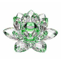 Amlong Crystal Hue Reflection Crystal Lotus Flower with Gift Box, Green (5 Inch)