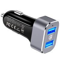 Car Charger, Capshi Quick Charge 3.0 36W Dual USB Car Charger Adapter Fast Car Charging Compatible Galaxy Note 10 S10 S8 S9 Note 8, iPhone X 8 7 6s Plus, iPad, iPad Air 2/Mini 3, Pixel, LG, HTC