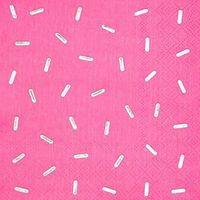 Sprinkles Paper Cocktail Napkins for Party, Silver Foil and Hot Pink (50-Pack)