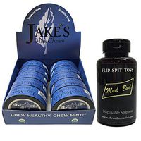 Jake's Mint Chew Straight Mint Pouch - 10 Cans - Includes Mud Bud Disposable Spittoon (Black MB)