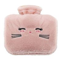 MONYING Flush Hot Water Bottle Filled with Water Plush Portable (Color : Pink)