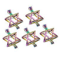 5PC Rainbow Color Star Of David Pearl Beads Cage Locket Pendant For DIY Necklace Prom Woman Beautiful Bright Cute Stylish For gift Cheap Jewerly Women