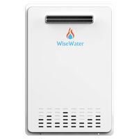 WiseWater Natural Gas Tankless Water Heater, 7.38 GPM 180,000 Btu, Outdoor Installation, Natural Gas Water Heater, White