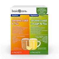 Amazon Basic Care Multi-Symptom Severe Cold Daytime and Severe Cold & Cough Nighttime Combination Pack, 12 Count