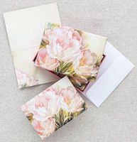 Pink Double Tulips Boxed Blank Note Card Set 15 ct