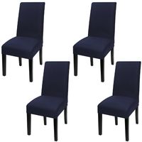 Fuloon 4 Pack Super Fit Stretch Removable Washable Short Dining Chair Protector Cover Seat Slipcover for Hotel,Dining Room,Ceremony,Banquet Wedding Party (Deep Blue)