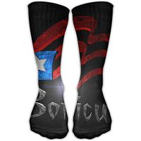 LzVong 30cm Fashionable Long Socks Shine Puerto Rico Athletic Crew Stockings