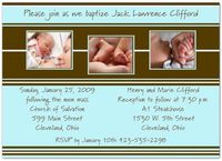 Style in Three Blue & Brown Baptism Invitations Christening Invitations - Set of 20