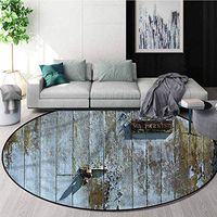 RUGSMAT Industrial Round Rug,Grungy Old Rusty Garage Perfect for Any Room, Floor Carpet Round-59