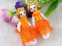 14 Pcs Cute Organza Dress Girl Small Doll Craft/Appliques DIY Handicraft Lots (Orange)