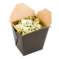 Disposable Noodle Take Out Container, Noodle To Go Box - Eco-Friendly Paper - Square - 26 oz - Black with Kraft Interior - 200ct Box - Restaurantware