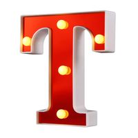 Samapet T LED Marquee Letter Lights 26 Alphabet Red Pleasent Indoor Bright Night Lights Sign for Wedding Birthday Party Battery Powered Christmas Night Light Lamp Home Bar Decoration