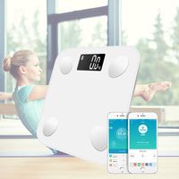 Digital Weight Scale Bluetooth Body Fat Analyzer Bathroom Proportion Measuring Tape and Rounded Corners,White
