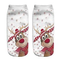 Women Mens Christmas Socks Santa Snowman Elk Cartoon Printed Short Socks Christmas Ankle Socks
