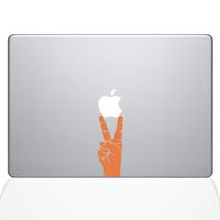 The Decal Guru Peace Sign Hand MacBook Decal Vinyl Sticker - 13" MacBook Pro (2015 & Older) - Orange (1147-MAC-13P-P)