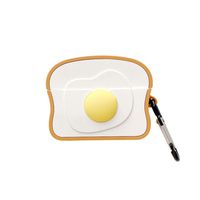UR Sunshine AirPods Pro Case, Super Funny Creative Food Fried Egg Toast Shape AirPods Cover Case, Soft Silicone Gel Earphone Case Compatible with AirPods Pro/3 Strong Protection +Hook