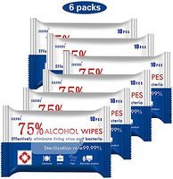 Alcohol Detergent Wipes (6 Packs,60Wipes),Large Water Wet Wipes(7"x6"),75% Soft Alcohol Wipes for All-Purpose Cleaning