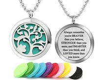 GFONDINGD Aromatherapy Essential Oil Diffuser Necklace 316L Stainless Steel Locket Pendant with 24 Inch Chain