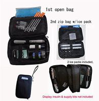 Chillpack Double Bag Diabetic Travel Organizer Cooler Bag for Insulin, Supply Kits with 2 x ice Pack Included, Black