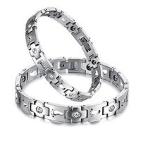 His or Hers Matching Set Couple Titanium Bangle Bracelet Magnetic Simple Korean Style Anti-fatigue in a Gift Box (His)