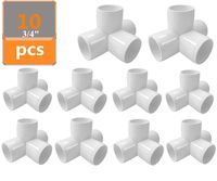 Linksworld PVC Elbow Corner Side Outlet PVC Corner Fitting Tee Fitting PVC Elbow Fittings for Build Heavy Duty PVC Furniture,Greenhouse shed Pipe Fittings and Tent Connection (4 Way 3/4" 10pcs)