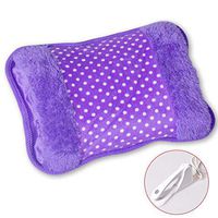 KXF Hot Water Bottle Electric Rechargeable Heating Pads Auto Shut Off Leak-Proof Portable Hand Warmer with Fleece Cover for Cramps Pain Relief