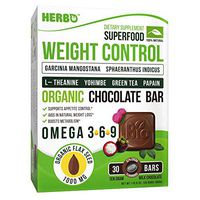 Weight Control in Organic Milk Chocolate by Herbo Superfood - Best Natural Weight Loss Supplement & Fat Burner with Garcinia Mangostana, Sphaeranthus, Yohimbe, Green Tea, Papain - Non-GMO, Gluten Free