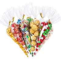 100 Counts Bat Spider Pumpkin Patterned Halloween Cone Cellophane Bags Treat Candy Bags with 100 Pieces Twist Ties for Halloween Party Favor(Color E)