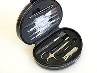 Eastern Cloud Solid Aim Tools Luxurious & Portable 10 pc Personal Manicure & Pedicure Set, Travel & Grooming Kit Tool Set with 5 pcs Cosmetic Brush Set and Mirror.