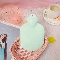 Cartoon Round hot Water Bottle PVC Material Environmental Protection high Temperature Leakproof Water Deformation hot Water Bottle Warm Baby@Mint Green
