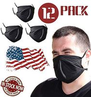 Outdoor face mask for Men, Woman, Kids. Anti dust mask for Moving, Sports. Washable Black Mouth mask. (Large (12 Packs))