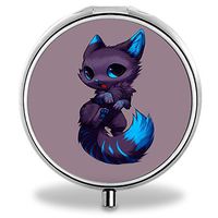 Cat Pill Case, Round Stainless Drug Organizer Container Medicine Cover for Pocket Daily&Weekly