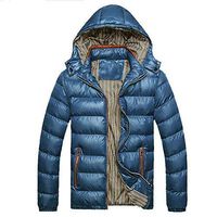 Men's Down Jackets,Males Cotton Removable Hooded Zipper Pockets Coat Outwear Warm Jacket