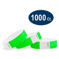 WristCo Neon Green 3/4" Tyvek Wristbands - 1000 Pack Paper Wristbands for Events